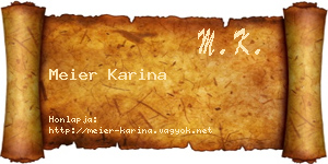 Meier Karina névjegykártya